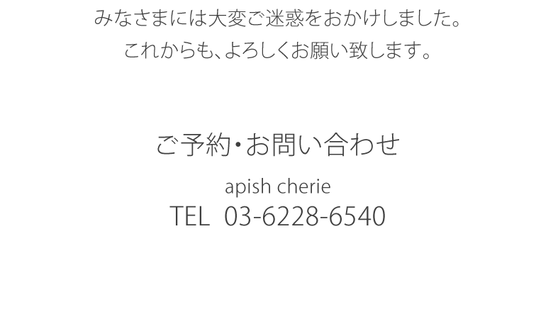 apish cherieから福田明子 復帰のおしらせ